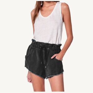 NWOT YFB linen blend “izzy” raw edge black shorts